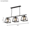 GobekUsa Countryside Clear Glass Island Pendant Light with Black Frame - 3 Bulbs