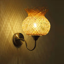 GobekUsa Countryside Rattan Wall Sconce with 1 Beige Light - Handcrafted for Bedroom (Down/Up)