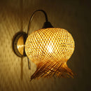 GobekUsa Countryside Rattan Wall Sconce with 1 Beige Light - Handcrafted for Bedroom (Down/Up)