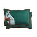 GobekUsa Court Puppy Print Fur Fringed Bolster Pillowcase Decorative Throw Pillow Cover