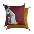 GobekUsa Court Puppy Print Fur Fringed Bolster Pillowcase Decorative Throw Pillow Cover