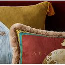 GobekUsa Court Puppy Print Fur Fringed Bolster Pillowcase Decorative Throw Pillow Cover