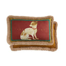 GobekUsa Court Puppy Print Fur Fringed Bolster Pillowcase Decorative Throw Pillow Cover