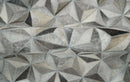 Silver and Gray Cowhide Leather Hand Stitched Patchwork Rug Modern Geometric by The Rug Decor