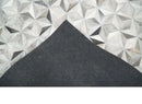 Silver and Gray Cowhide Leather Hand Stitched Patchwork Rug Modern Geometric by The Rug Decor