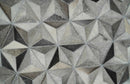 Silver and Gray Cowhide Leather Hand Stitched Patchwork Rug Modern Geometric by The Rug Decor