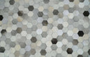 Cowhide Leather Patchwork Rug Silver and Ivory Modern Geometric Hand Stitched Design by The Rug Decor