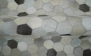 Cowhide Leather Patchwork Rug Silver and Ivory Modern Geometric Hand Stitched Design by The Rug Decor
