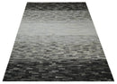 Hand-Stitched Gray and Silver Striped Cowhide Leather Rug - Modern by The Rug Decor