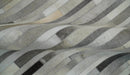 Geometric Cowhide Leather Area Rug - Striped Silver and Ivory by The Rug Decor