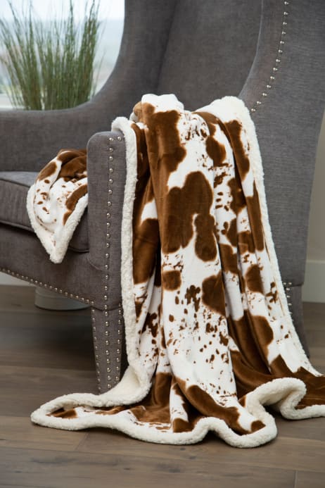 Cowhide Sherpa Throw Blanket