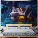 Cozy cabin in the woods wall hanging tapestry for bedroom decor by Decorbites