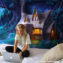 Cozy cabin in the woods wall hanging tapestry for bedroom decor by Decorbites