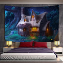 Cozy cabin in the woods wall hanging tapestry for bedroom decor by Decorbites