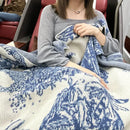 GobekUsa Cozy Chinese Ink Knit Blanket for All Seasons - Soft Sofa and Bed Cover
