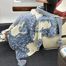 GobekUsa Cozy Chinese Ink Knit Blanket for All Seasons - Soft Sofa and Bed Cover