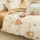 GobekUsa Cozy Flower Print Bedding Set: Brushed Cotton, Skin-Friendly, Soft, Thick, 4Pcs