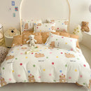 GobekUsa Cozy Flower Print Bedding Set: Brushed Cotton, Skin-Friendly, Soft, Thick, 4Pcs