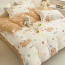 GobekUsa Cozy Flower Print Bedding Set: Brushed Cotton, Skin-Friendly, Soft, Thick, 4Pcs