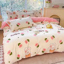 GobekUsa Cozy Flower Print Bedding Set: Brushed Cotton, Skin-Friendly, Soft, Thick, 4Pcs