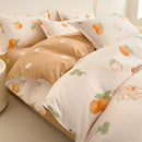 GobekUsa Cozy Flower Print Bedding Set: Brushed Cotton, Skin-Friendly, Soft, Thick, 4Pcs