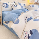 GobekUsa Cozy Flower Print Bedding Set: Brushed Cotton, Skin-Friendly, Soft, Thick, 4Pcs