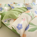 GobekUsa Cozy Flower Print Bedding Set: Brushed Cotton, Skin-Friendly, Soft, Thick, 4Pcs
