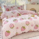 GobekUsa Cozy Flower Print Bedding Set: Brushed Cotton, Skin-Friendly, Soft, Thick, 4Pcs