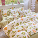 GobekUsa Cozy Flower Print Bedding Set: Brushed Cotton, Skin-Friendly, Soft, Thick, 4Pcs
