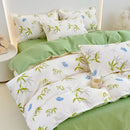 GobekUsa Cozy Flower Print Bedding Set: Brushed Cotton, Skin-Friendly, Soft, Thick, 4Pcs