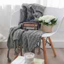 GobekUsa Cozy Fringed Plaid Throw Blanket - Soft Knitted Acrylic Sofa Blanket for Home Décor & Bedding