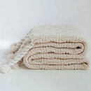 GobekUsa Cozy Fringed Plaid Throw Blanket - Soft Knitted Acrylic Sofa Blanket for Home Décor & Bedding