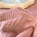 GobekUsa Cozy Jacquard Plush Blanket - Soft Coral Fleece - All-Season - European Solid Stripes