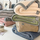 GobekUsa Cozy Jacquard Plush Blanket - Soft Coral Fleece - All-Season - European Solid Stripes