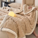 GobekUsa Cozy Jacquard Taffeta & Flannel Nap Blanket - Warm, Thick Comforter for Bedroom