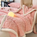 GobekUsa Cozy Jacquard Taffeta & Flannel Nap Blanket - Warm, Thick Comforter for Bedroom