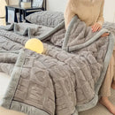 GobekUsa Cozy Jacquard Taffeta & Flannel Nap Blanket - Warm, Thick Comforter for Bedroom