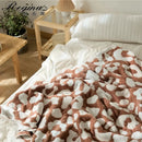 GobekUsa Cozy Leopard Print Knitted Blanket - Winter Faux Fur Microfiber Throw