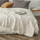 GobekUsa Cozy Leopard Print Knitted Blanket - Winter Faux Fur Microfiber Throw