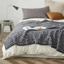 GobekUsa Cozy Leopard Print Knitted Blanket - Winter Faux Fur Microfiber Throw
