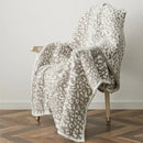 GobekUsa Cozy Leopard Print Knitted Blanket - Winter Faux Fur Microfiber Throw