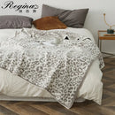 GobekUsa Cozy Leopard Print Knitted Blanket - Winter Faux Fur Microfiber Throw