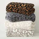 GobekUsa Cozy Leopard Print Knitted Blanket - Winter Faux Fur Microfiber Throw