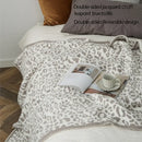 GobekUsa Cozy Leopard Print Knitted Blanket - Winter Faux Fur Microfiber Throw