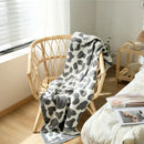 GobekUsa Cozy Leopard Print Knitted Blanket - Winter Faux Fur Microfiber Throw