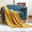 GobekUsa Cozy Nordic Knit Sofa Blanket with Tassels & Fleece Throw