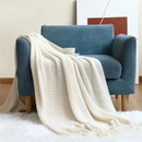 GobekUsa Cozy Nordic Knit Sofa Blanket with Tassels & Fleece Throw