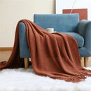 GobekUsa Cozy Nordic Knit Sofa Blanket with Tassels & Fleece Throw