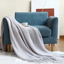 GobekUsa Cozy Nordic Knit Sofa Blanket with Tassels & Fleece Throw