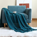 GobekUsa Cozy Nordic Knit Sofa Blanket with Tassels & Fleece Throw